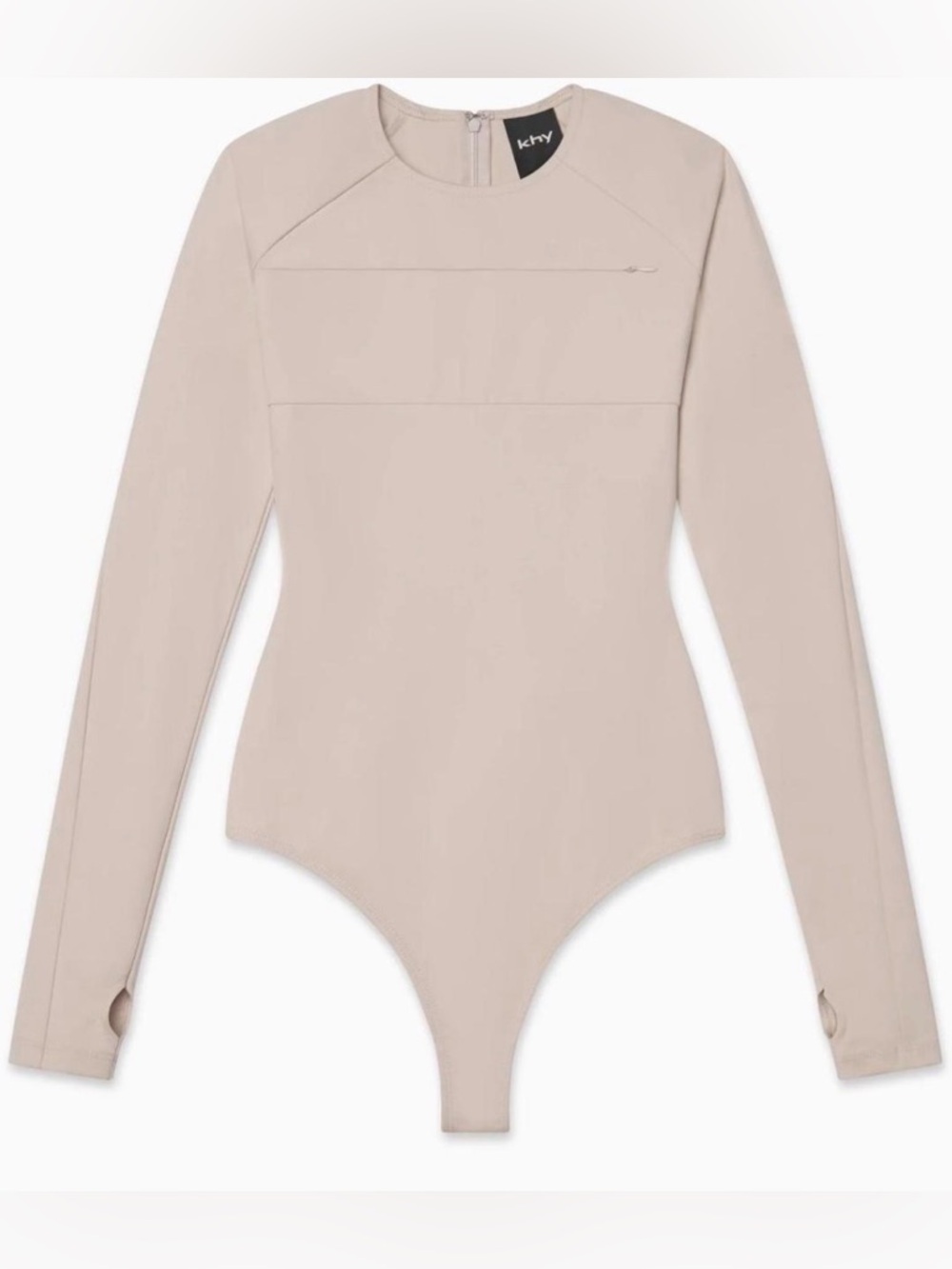 Cream Long Sleeve Crewneck Bodysuit by Khy